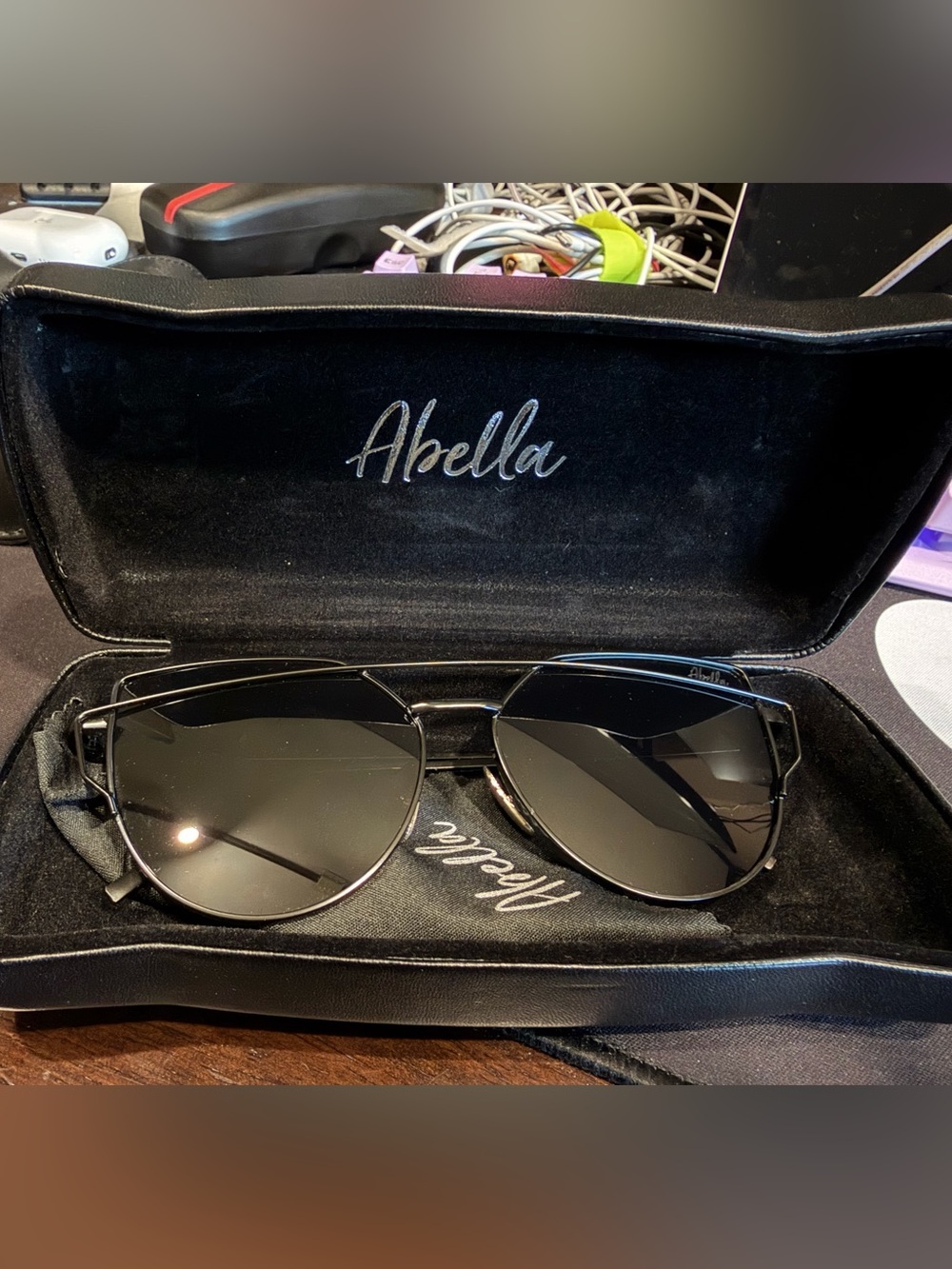 Abella Black & Silver Metal Aviator Shades
